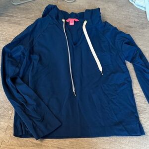 Lilly Pulitzer Navy Blue Hoodie with White and Gold Accents